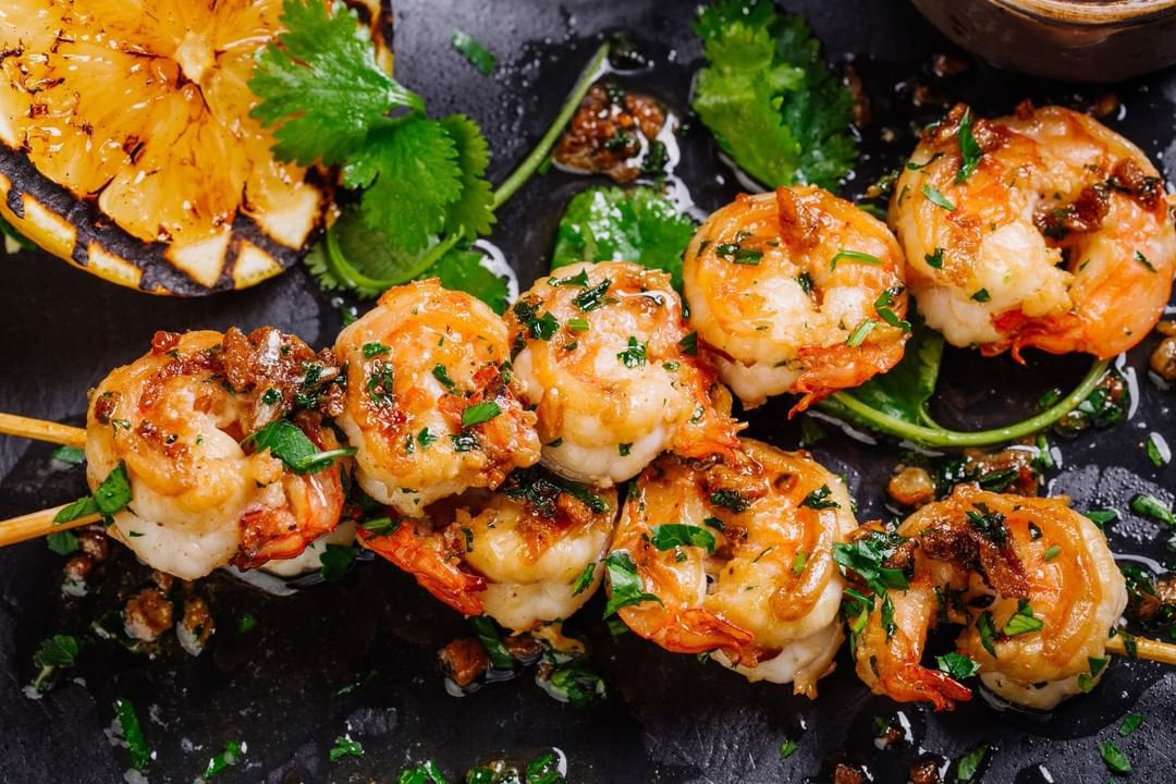 Spicy king Prawns skewers